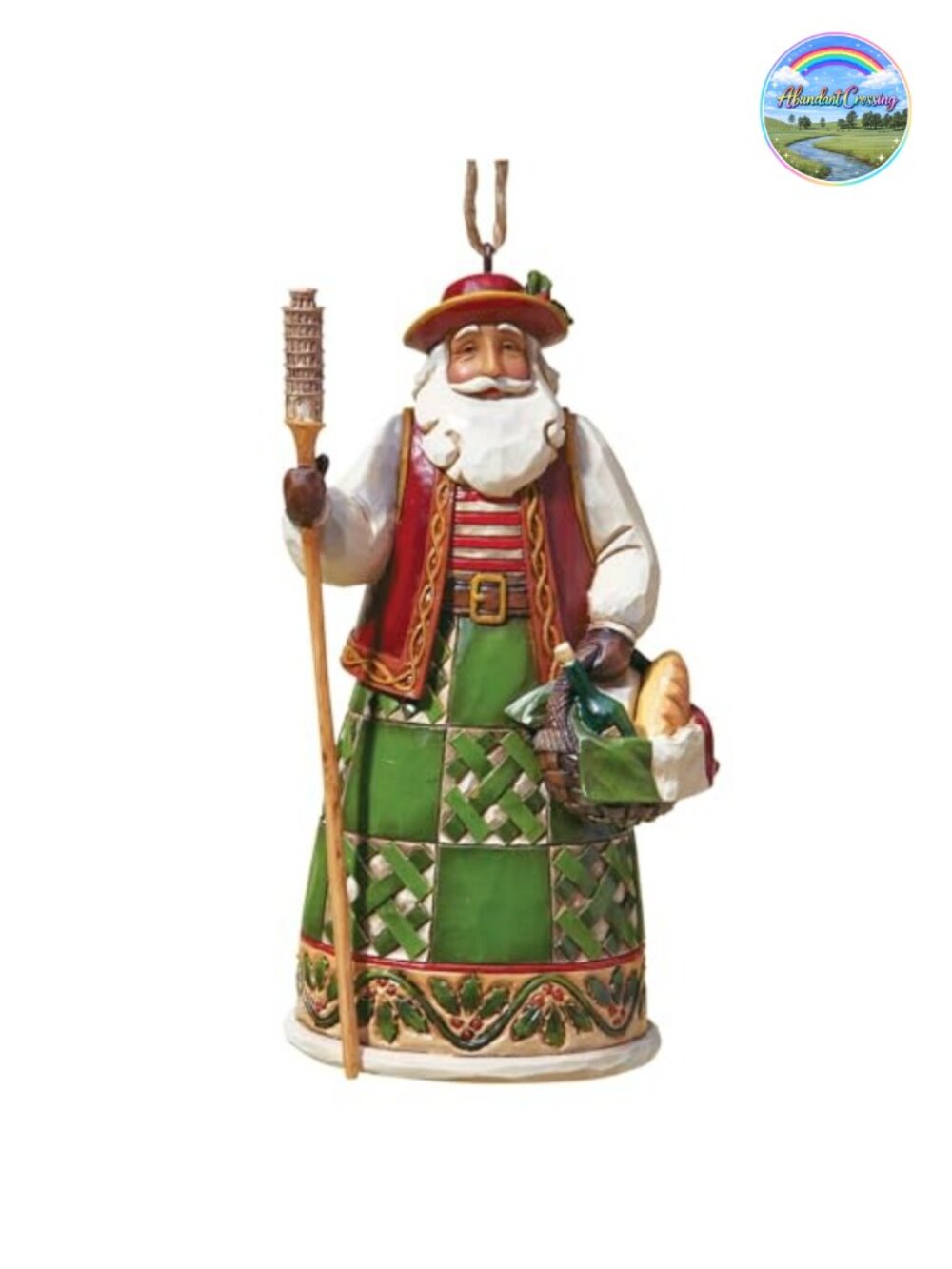 Jim Shore Heartwood Creek Italian Santa Ornament Stone Resin Christmas